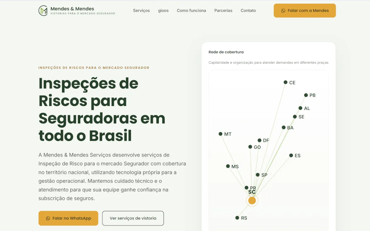 Mendes & Mendes Vistorias — Inspeção de risco para o mercado segurador